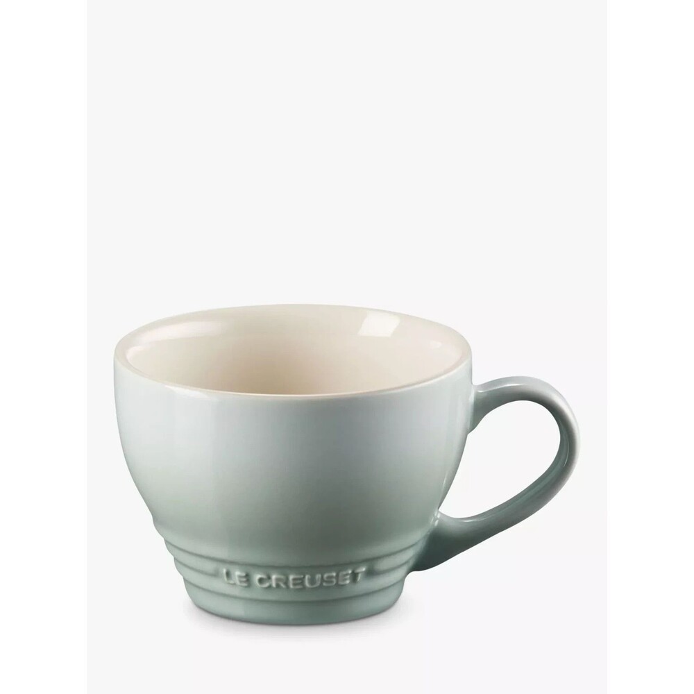 SALE Le Creuset Stoneware 2 Giant Cappuccino Bistro Mug 14oz Sage Green NEW - Picture 2 of 9